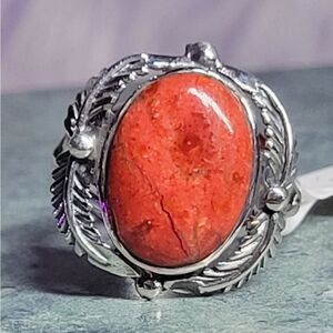 Coral Ring in Sterling Silver